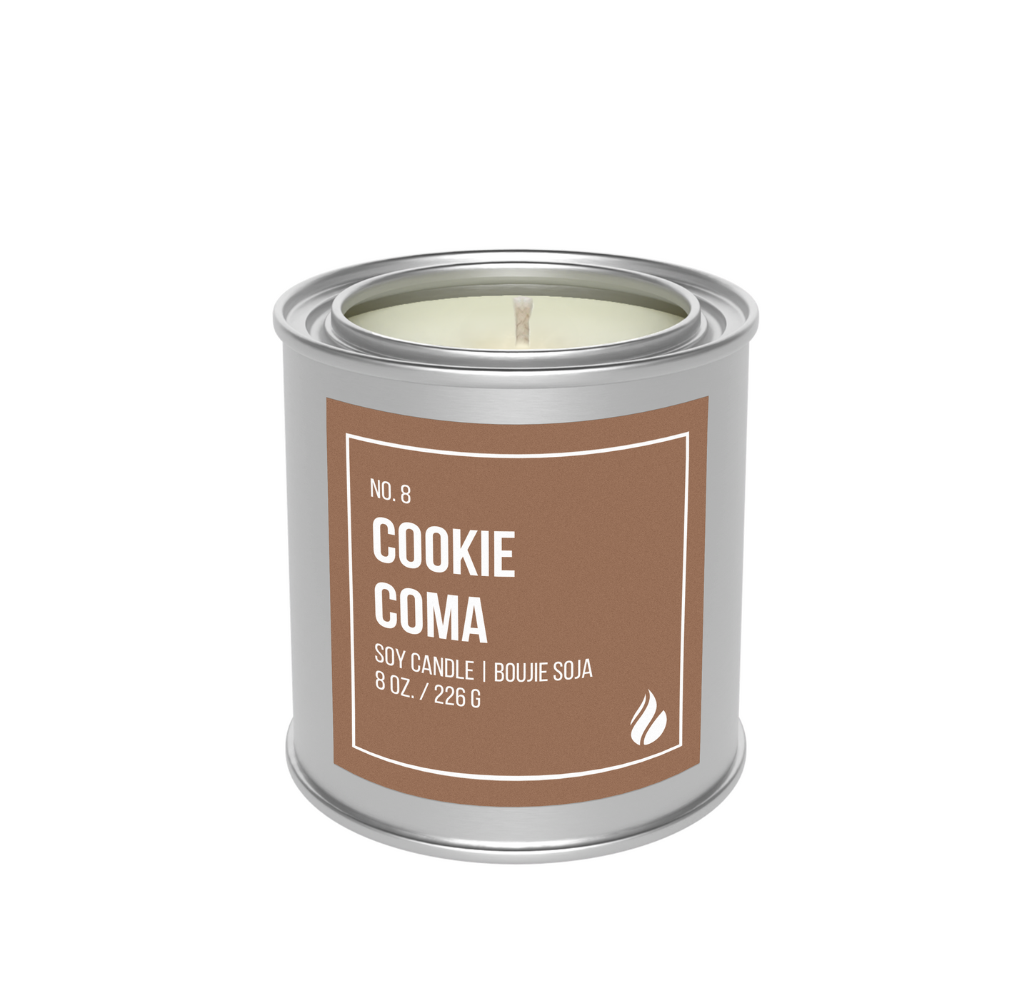 Picture of Cookie Coma Paint Can Candle against a blank white background.
