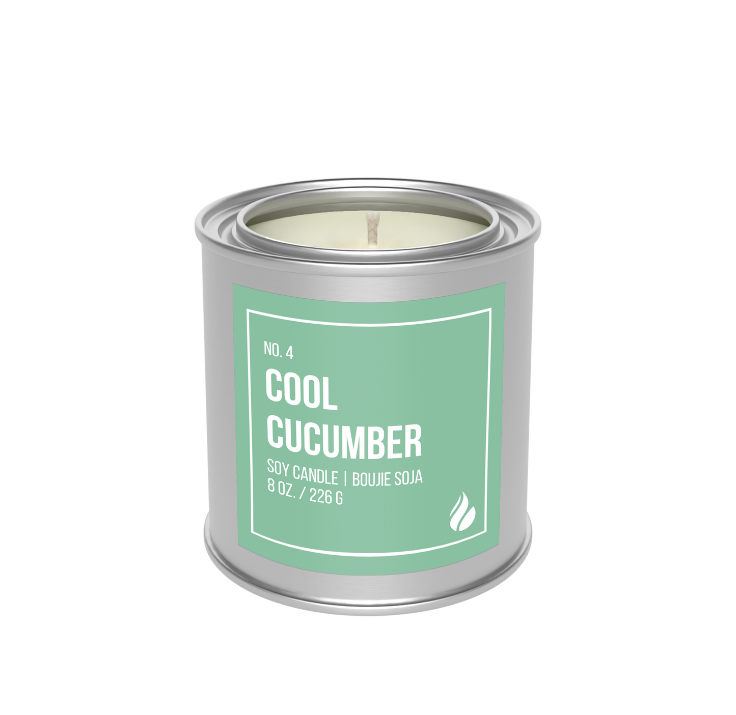 Picture of Cool Cucumber paint can candle against blank white background.