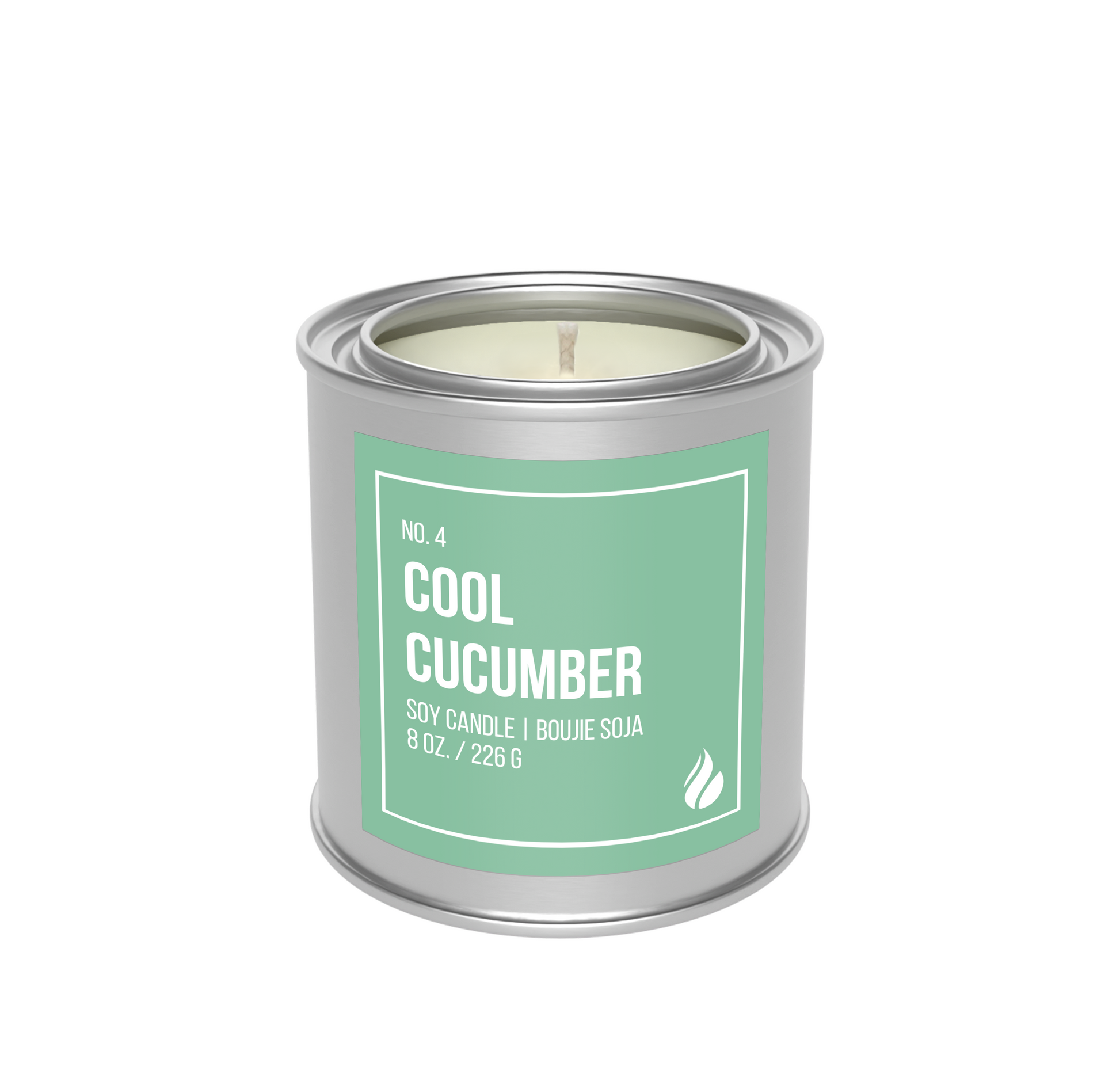 Picture of Cool Cucumber paint can candle against blank white background.