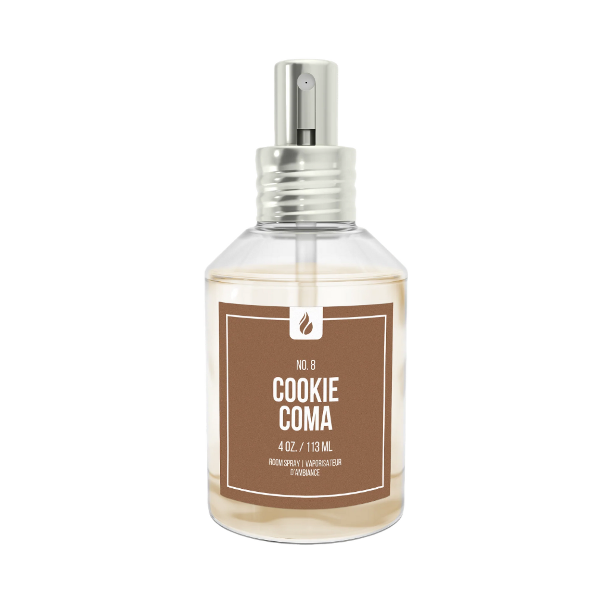 Picture of a Cookie Coma room spray against a white background.