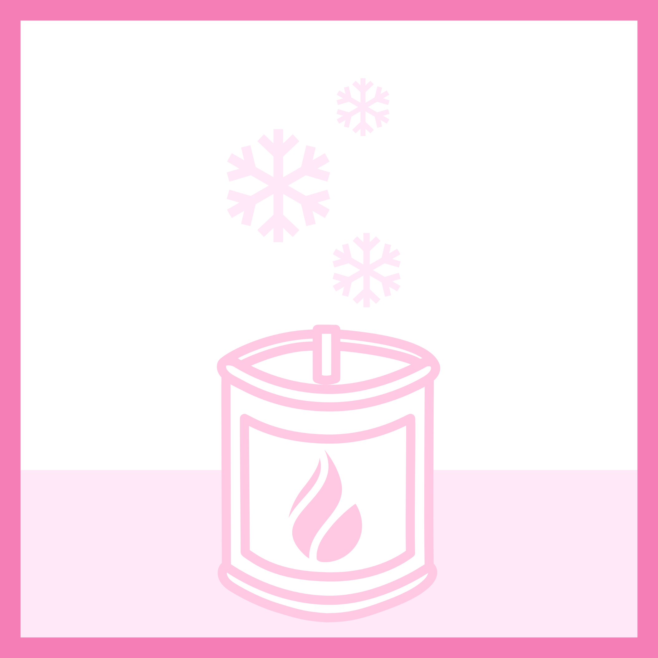 Illustration of candle featuring snowflakes above. This is a symbol for allowing your candles to cool before moving them.