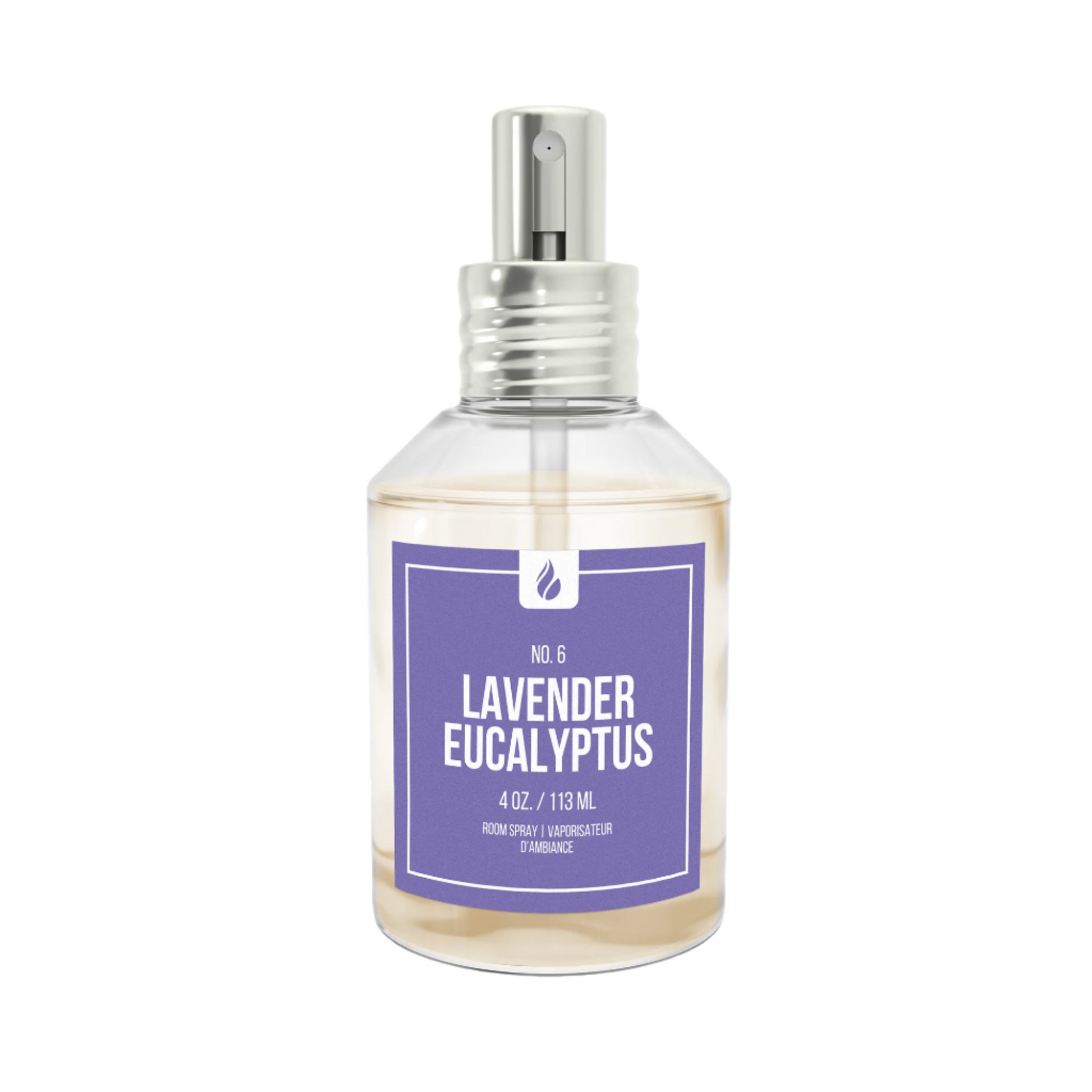 Picture of a Lavender Eucalyptus room spray against a white background.