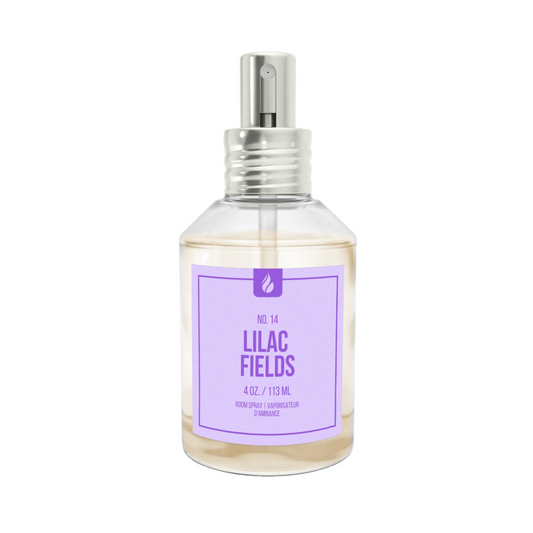 Picture of a Lilac Fields room spray against a white background.