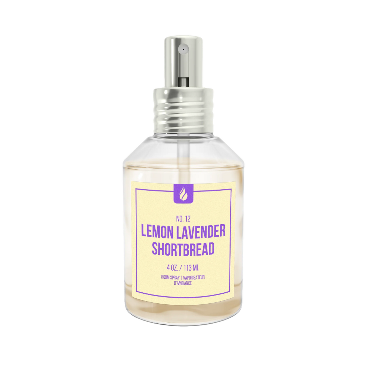 Picture of a Lemon Lavender Shortbread room spray against a white background.