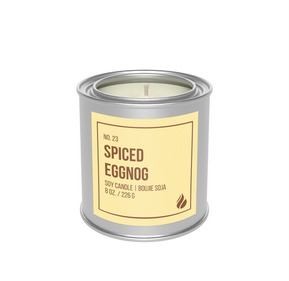Picture of No. 23 - Spiced Eggnog candle mockup against a white background.